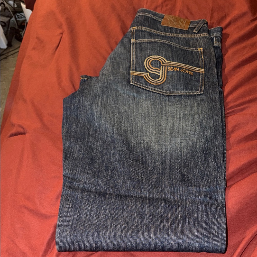 Sean John Men's Dark Blue Relaxed Jeans
